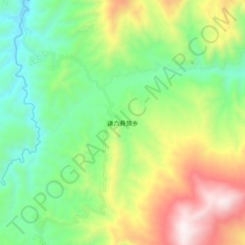 Mapa topográfico 谦六彝族乡, altitud, relieve