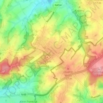 Mapa topográfico Koekamer, altitud, relieve