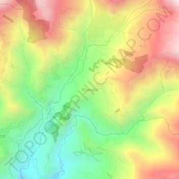 Mapa topográfico Bilandu, altitud, relieve