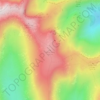 Mapa topográfico Dove Crag, altitud, relieve