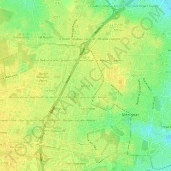 Mapa topográfico Le Chut, altitud, relieve