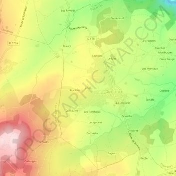 Mapa topográfico Brun, altitud, relieve