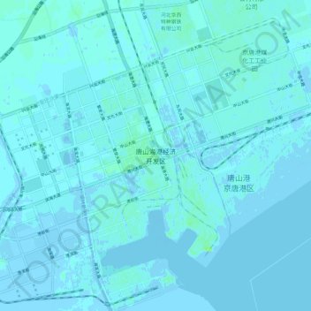 Mapa topográfico 唐山海港经济开发区, altitud, relieve