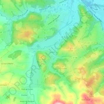 Mapa topográfico Couines, altitud, relieve