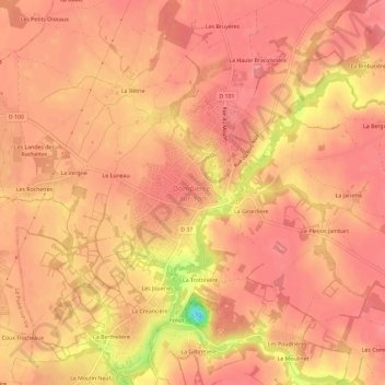 Mapa topográfico Dompierre-sur-Yon, altitud, relieve