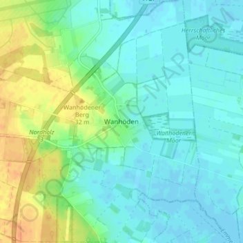 Mapa topográfico Wanhöden, altitud, relieve