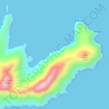 Mapa topográfico Maatea, altitud, relieve