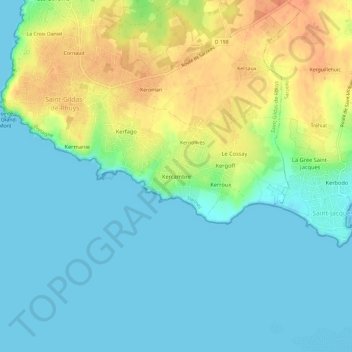 Mapa topográfico Kercambre, altitud, relieve