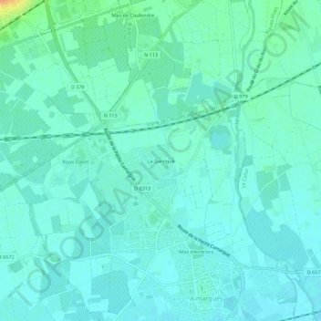Mapa topográfico La Garrigue, altitud, relieve