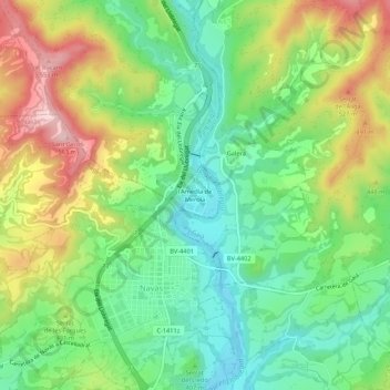 Mapa topográfico l'Ametlla de Merola, altitud, relieve