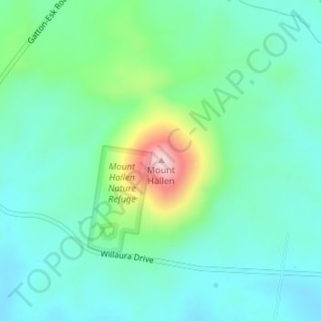 Mapa topográfico Mount Hallen, altitud, relieve