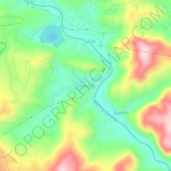 Mapa topográfico Sikalang, altitud, relieve