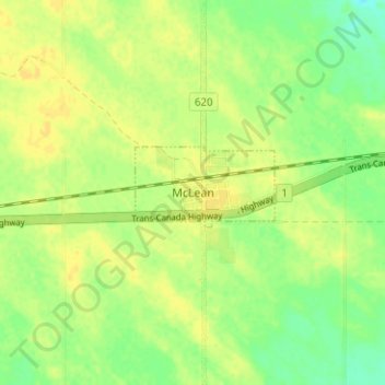 Mapa topográfico McLean, altitud, relieve