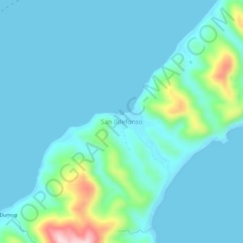 Mapa topográfico San Ildefonso, altitud, relieve