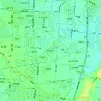 Mapa topográfico 井坊张村, altitud, relieve