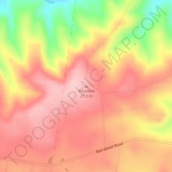 Mapa topográfico Bayview, altitud, relieve