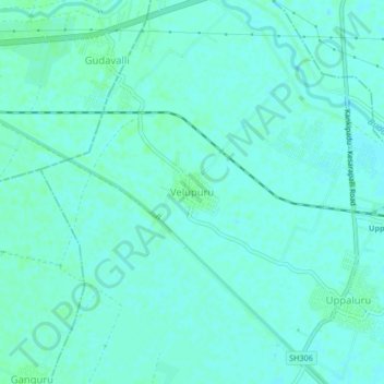 Mapa topográfico Velupuru, altitud, relieve