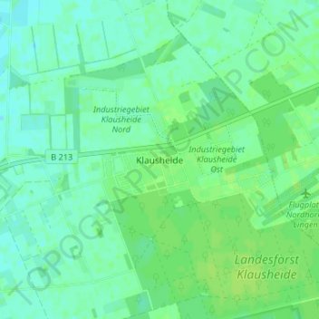 Mapa topográfico Klausheide, altitud, relieve