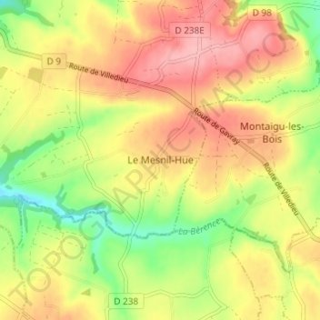 Mapa topográfico Le Mesnil-Hue, altitud, relieve