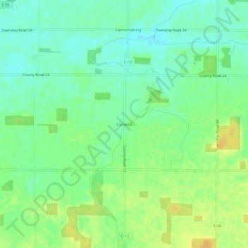 Mapa topográfico Cordelia, altitud, relieve