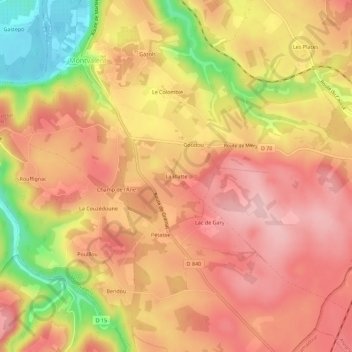 Mapa topográfico La Blatte, altitud, relieve