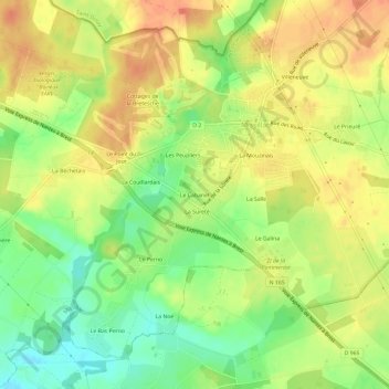 Mapa topográfico Le Cabanet, altitud, relieve
