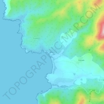 Mapa topográfico Bausa, altitud, relieve