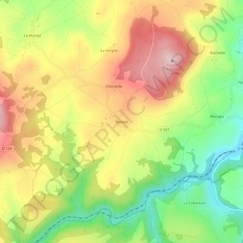 Mapa topográfico Banson, altitud, relieve