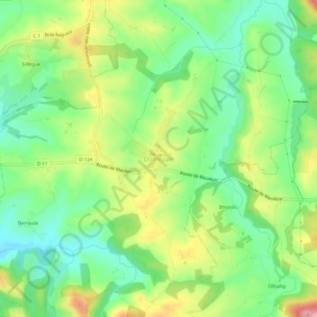 Mapa topográfico Domezain, altitud, relieve