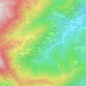 Mapa topográfico Magno, altitud, relieve