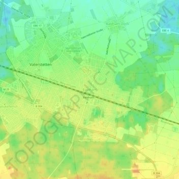 Mapa topográfico Baldham, altitud, relieve
