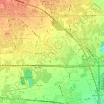Mapa topográfico Lugagnano, altitud, relieve