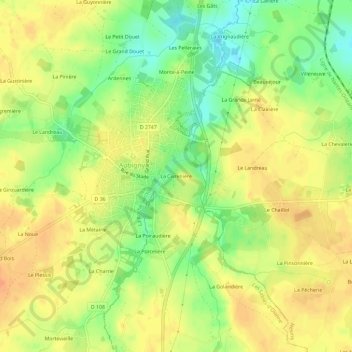 Mapa topográfico La Civrenière, altitud, relieve