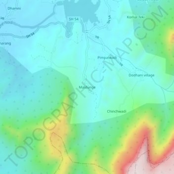 Mapa topográfico Maldunge, altitud, relieve