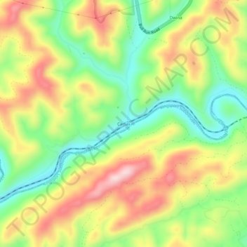 Mapa topográfico Carfax, altitud, relieve