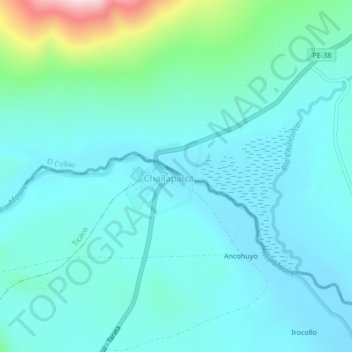Mapa topográfico Chilicullco, altitud, relieve