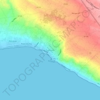 Mapa topográfico Torre Vado, altitud, relieve