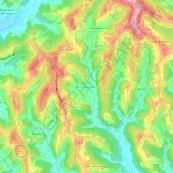 Mapa topográfico Unteredelstauden, altitud, relieve