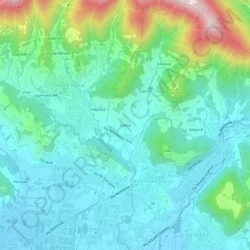 Mapa topográfico Canva, altitud, relieve
