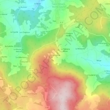 Mapa topográfico Roche Savine, altitud, relieve