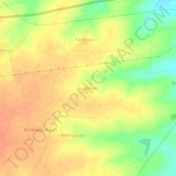 Mapa topográfico Kundibeh, altitud, relieve