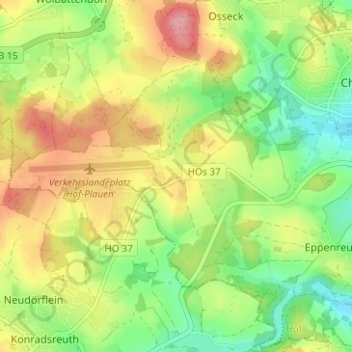 Mapa topográfico Pirk, altitud, relieve