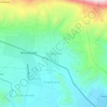 Mapa topográfico Chaquilcasa, altitud, relieve