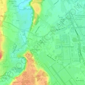 Mapa topográfico Beroux, altitud, relieve