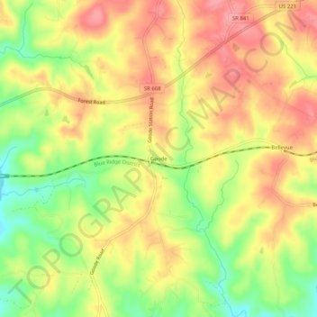 Mapa topográfico Goode, altitud, relieve