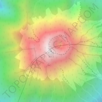 Mapa topográfico Mount Kerinci, altitud, relieve
