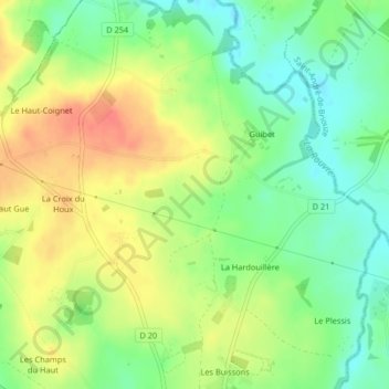 Mapa topográfico Les Roches, altitud, relieve