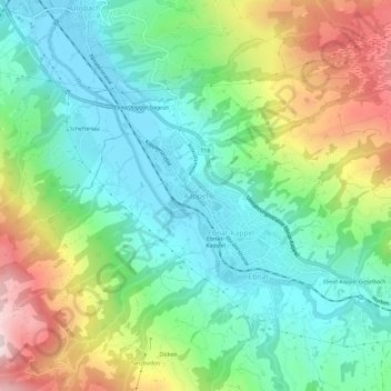 Mapa topográfico Kappel, altitud, relieve