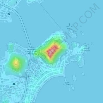 Mapa topográfico Morro do Moreno, altitud, relieve