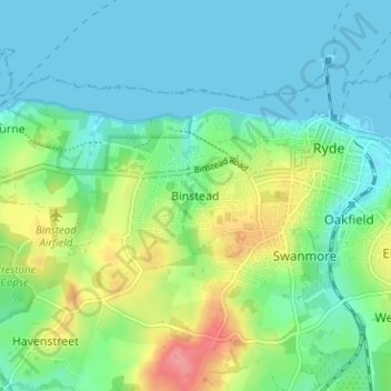 Mapa topográfico Binstead, altitud, relieve